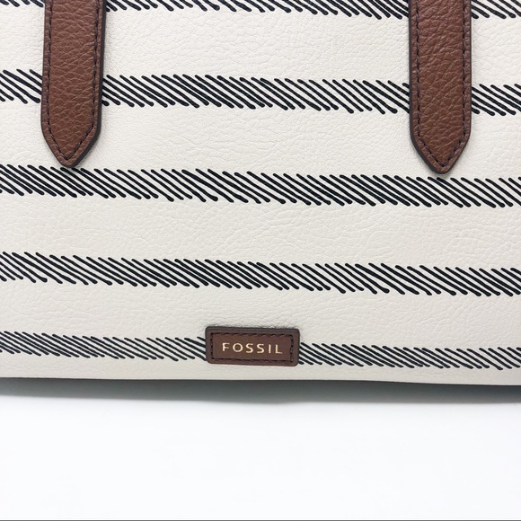 Fossil | Sydney Satchel Bag Neutral Stripe Print - Picture 2 of 8
